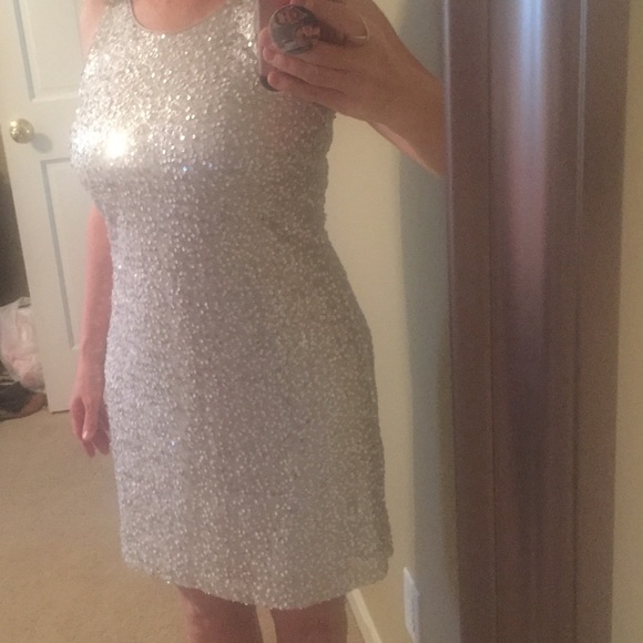 WHBM Metallic silver sequin dress - Picture 7 of 8